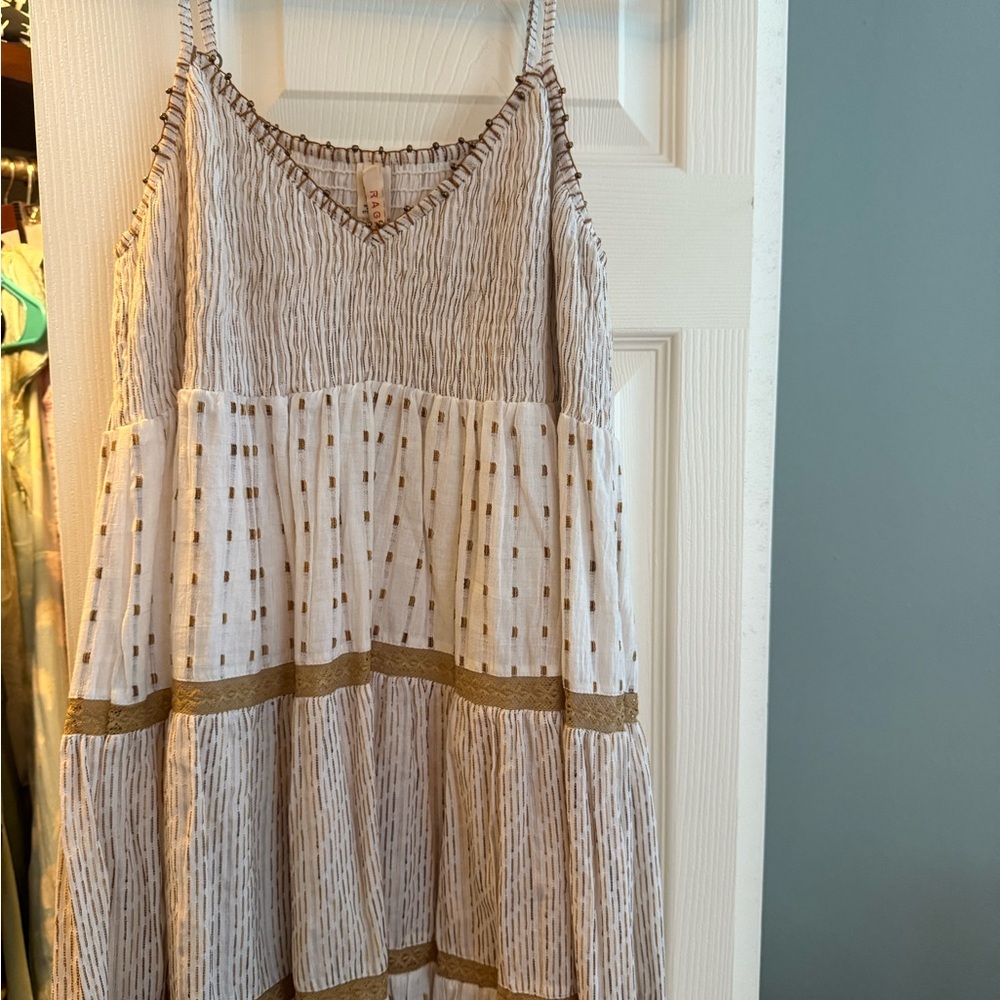 RAGA Textured White and Brown Dress